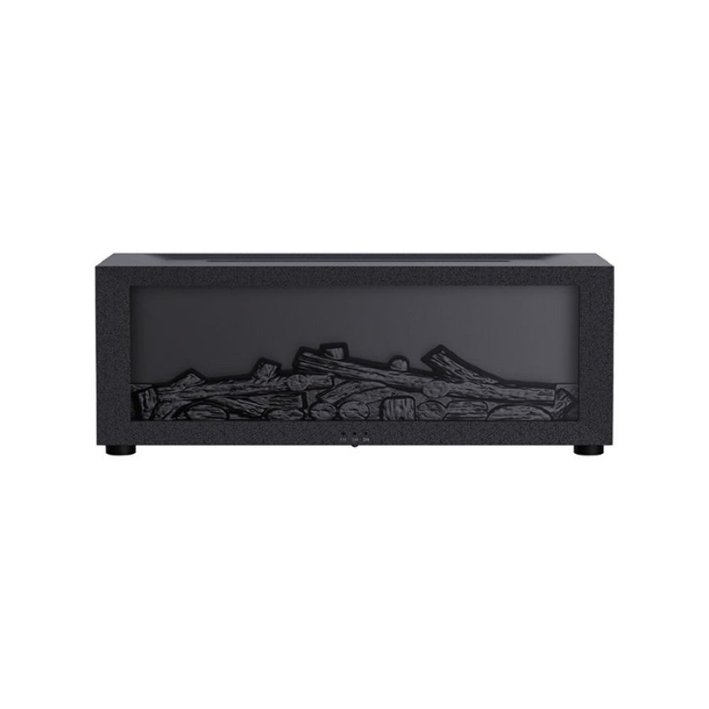 The Hearth matte black fireplace scent machine front view